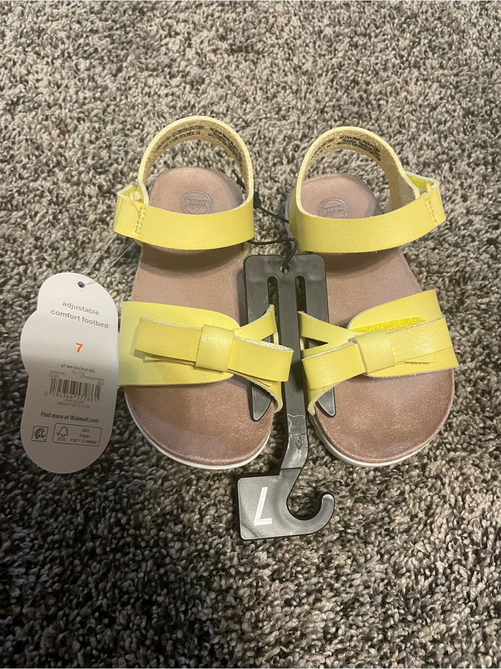 Yellow Girls' Bow Strap Sandals - Comfort Footbed